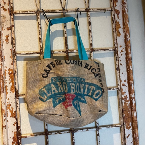 Burlap lined Costa Rico Java  Market Tote Bag - Picture 2 of 10